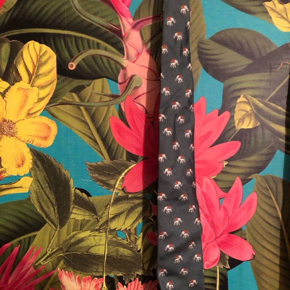Lot of 2 Beaufort tie rack fun ties, 100% silk!Hippopotamus and elephant print . - Picture 5 of 8